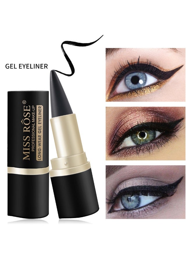 Miss Rose Solid Eyeliner Cream, Black Eyeliner Gel Stick, Fast Drying Waterproof Eyeliner, Dual Use For Dark Lip Liner Pen - Image 3