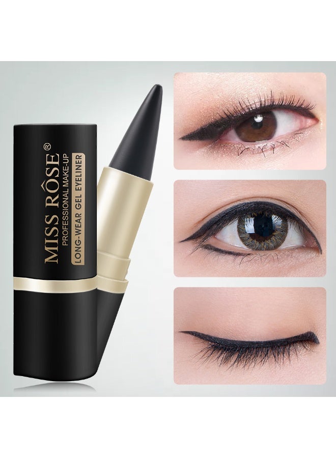 Miss Rose Solid Eyeliner Cream, Black Eyeliner Gel Stick, Fast Drying Waterproof Eyeliner, Dual Use For Dark Lip Liner Pen - Image 2