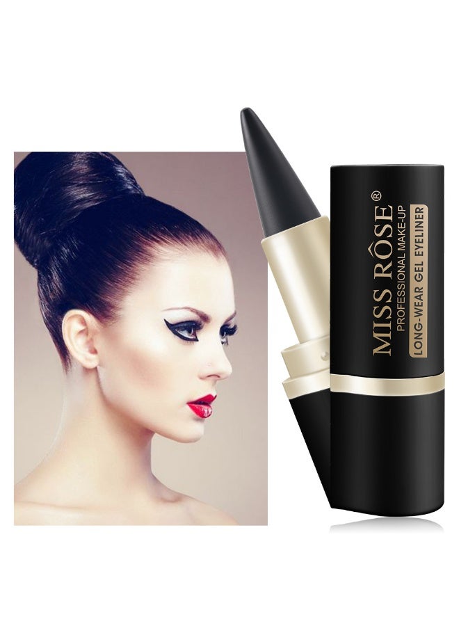 Miss Rose Solid Eyeliner Cream, Black Eyeliner Gel Stick, Fast Drying Waterproof Eyeliner, Dual Use For Dark Lip Liner Pen - Image 4