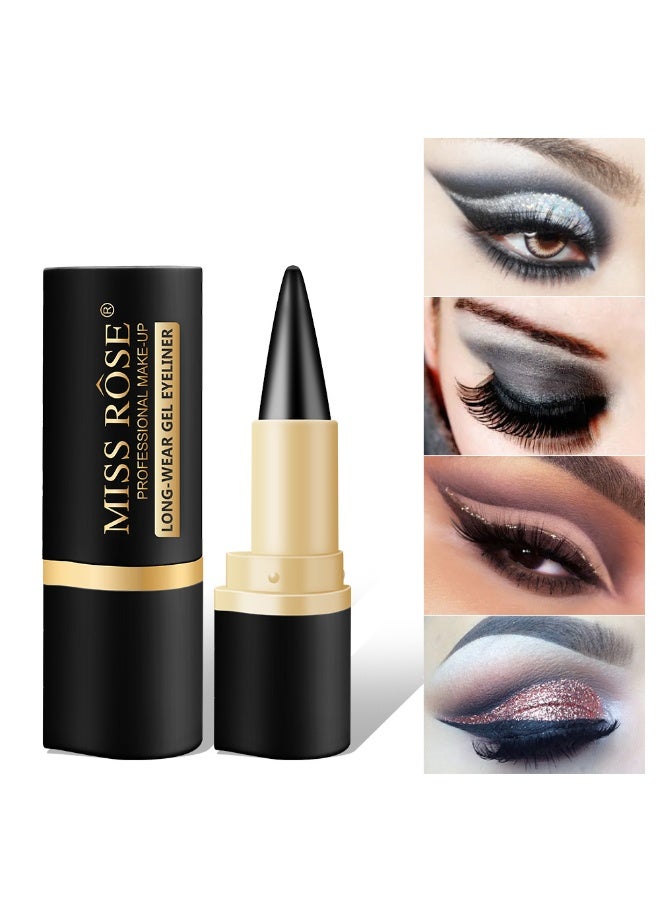 Miss Rose Solid Eyeliner Cream, Black Eyeliner Gel Stick, Fast Drying Waterproof Eyeliner, Dual Use For Dark Lip Liner Pen - Image 5