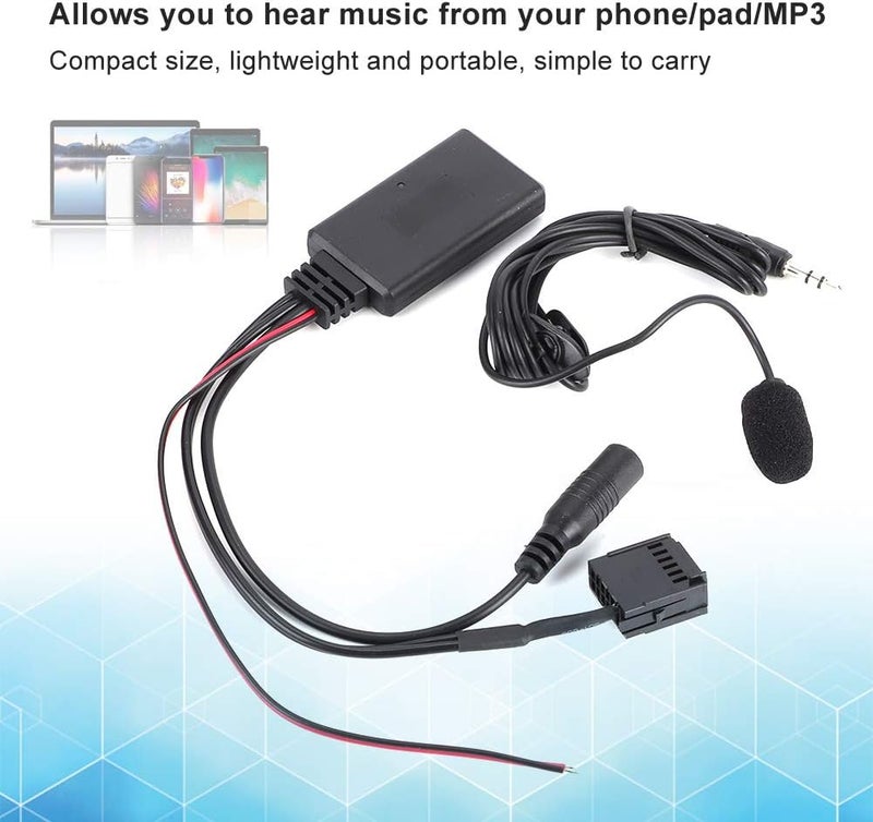 klarako Bluetooth Audio Adapter, Car Bluetooth AUX?IN Cable Adapter with Microphone Handsfree Calling Fit for Focus 6000CD - Image 2