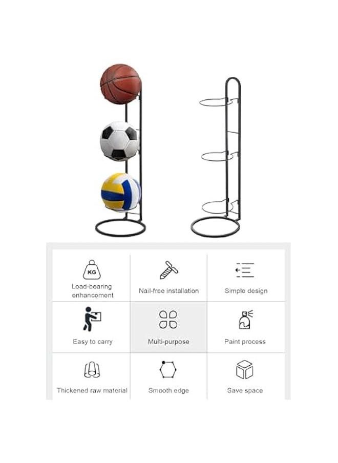 TRASSLE Basketball Vertical Storage Rack, 3 Tier Cube Ball Storage Holder, Portable Outdoor Football Equipment Organizer, Removable Vertical Display Stand for Stadium Gym Classroom for Football  - Image 3