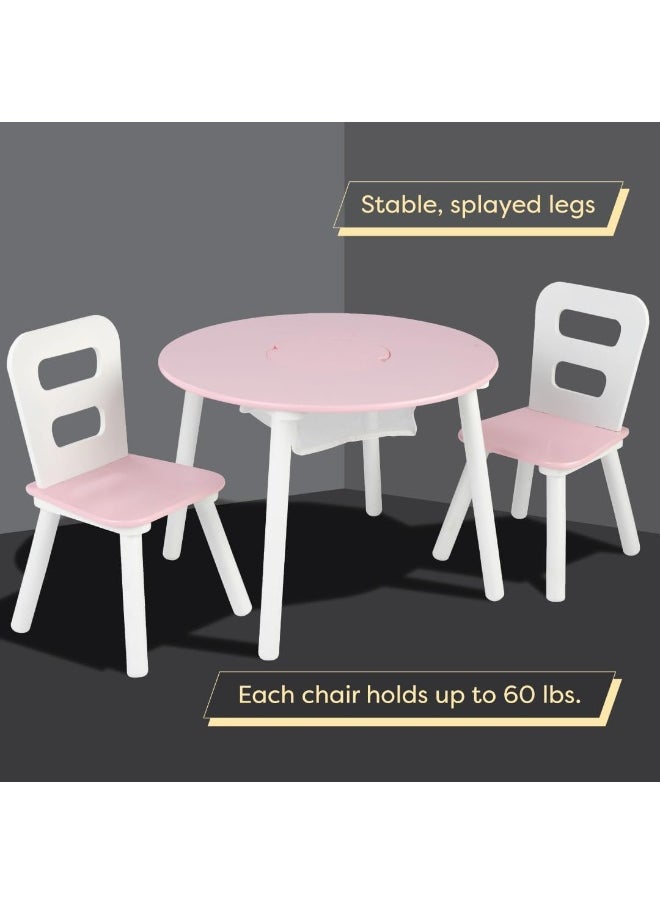 KidKraft KidKraft Round Storage Table and Chair Set - Pink & White  - Image 2