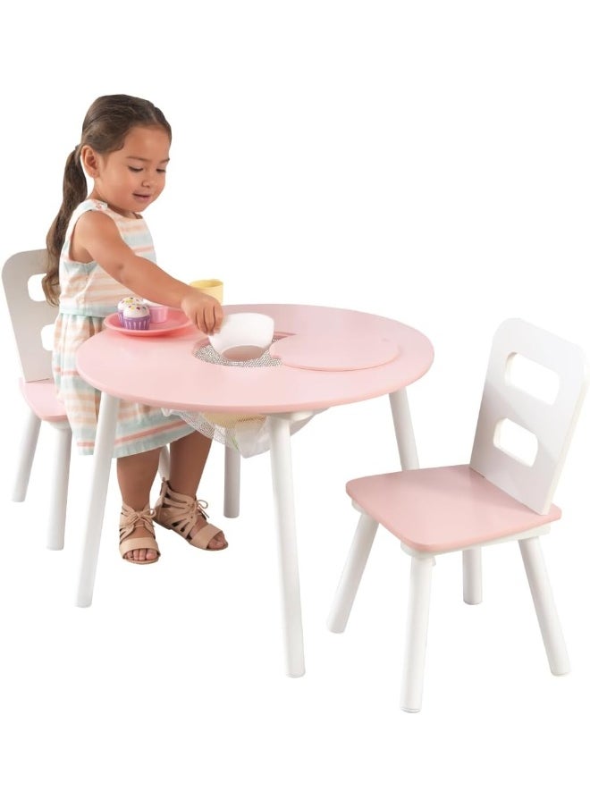 KidKraft KidKraft Round Storage Table and Chair Set - Pink & White  - Image 1