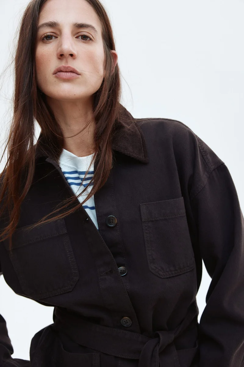 H&M Tie-belt denim jacket