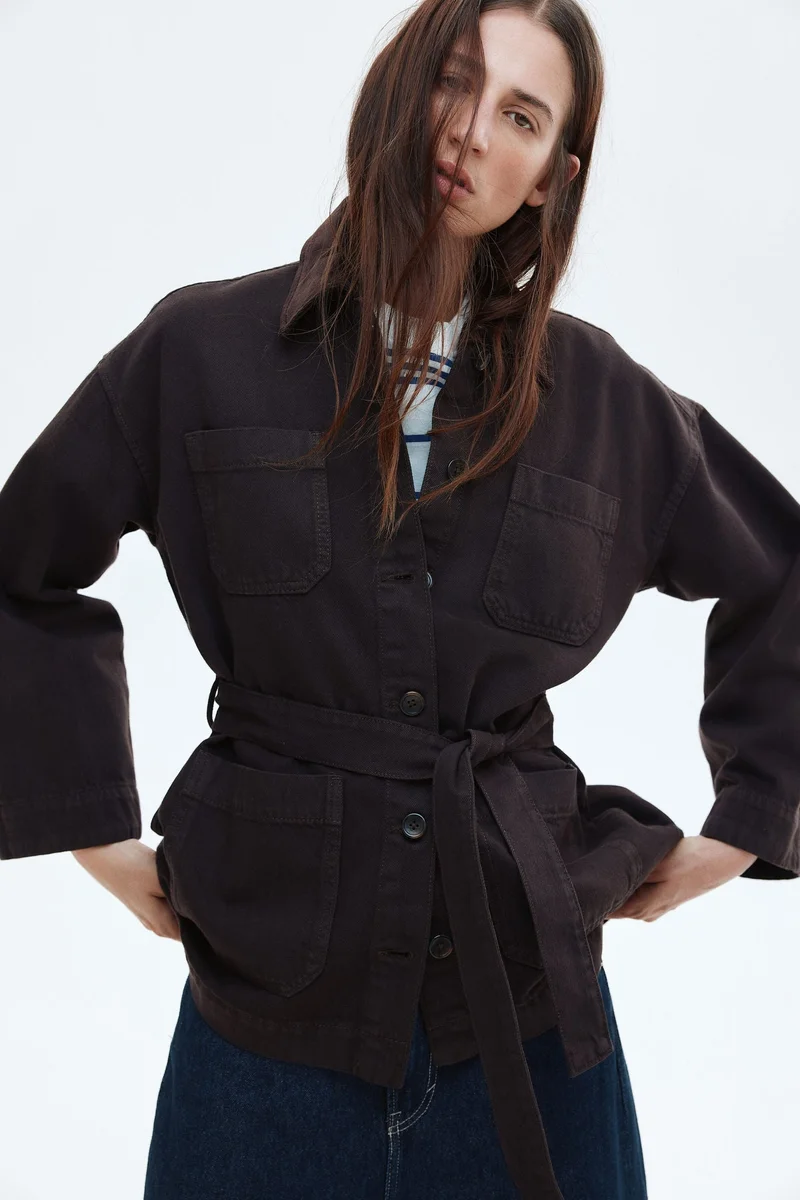 H&M Tie-belt denim jacket