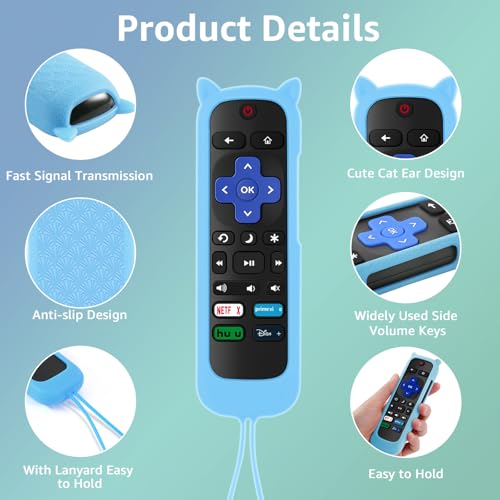 OneBom (2+2 Packs) Replacement Remote for Roku TV with Soft Protective Silicone Cover(Glow in The Dark), Universal Remote for TCL Roku/Hisense Roku/Onn Roku/Sharp Roku/Element Roku/Philips Roku Smart TV - Image 5