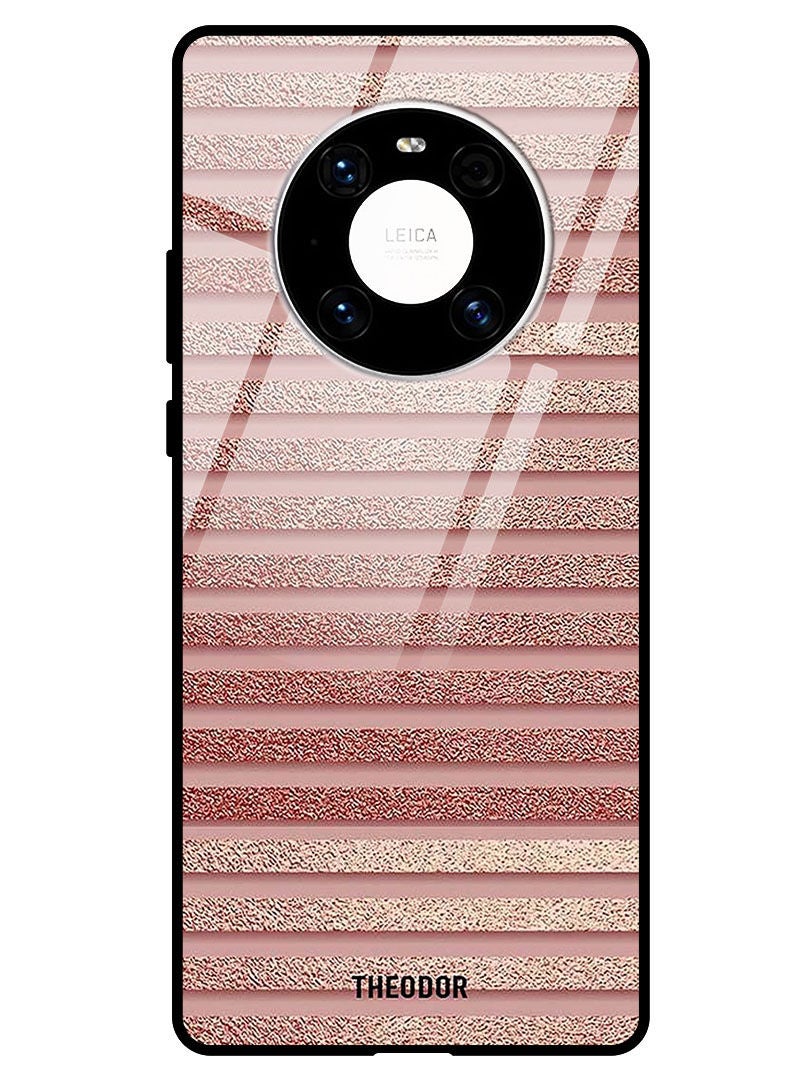 Theodor Protective Tempered Glass Case Cover HUAWEI MATE 40 PRO 5G  Pink Glitter Strips - Image 1