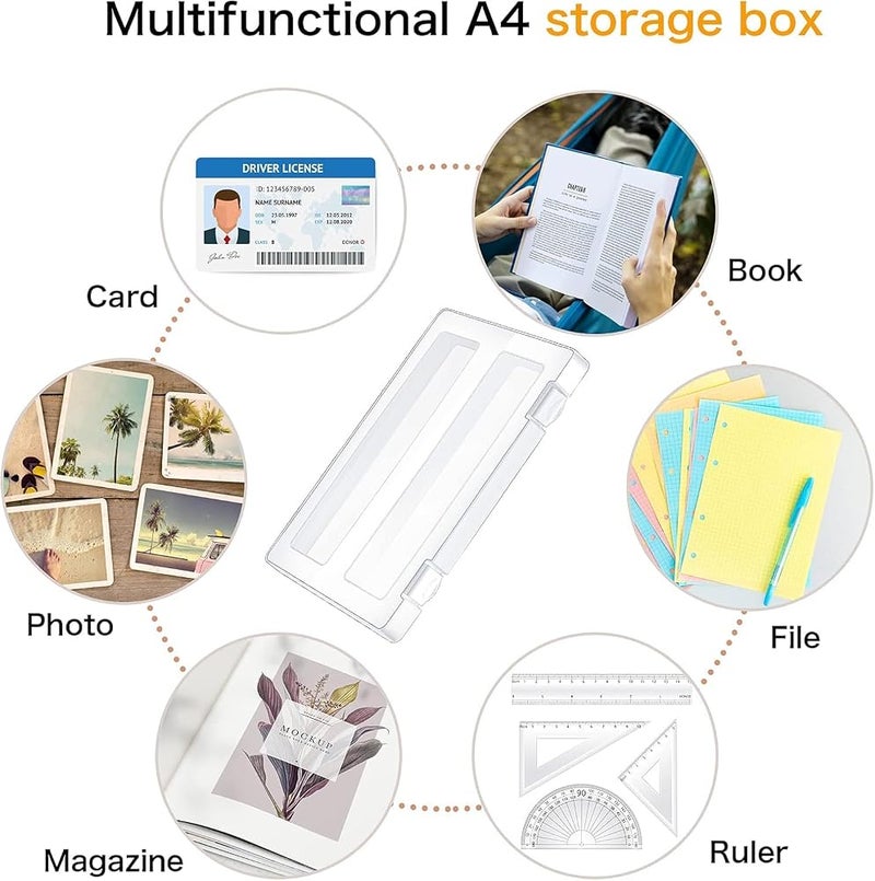 Azonee A4 Clear File Storage Box, Plastic Document Organizer for Paper, Photos & Magazines - Portable Project Case with Buckle, For Office & School,4 Pcs (12.52 X 9.5 X 0.95 Inch) - Image 3