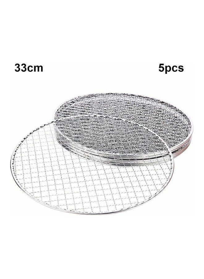NIBEMINENT 5-Piece Round Stainless Steel Non-Stick Barbecue Grill Silver 33cm - Image 1