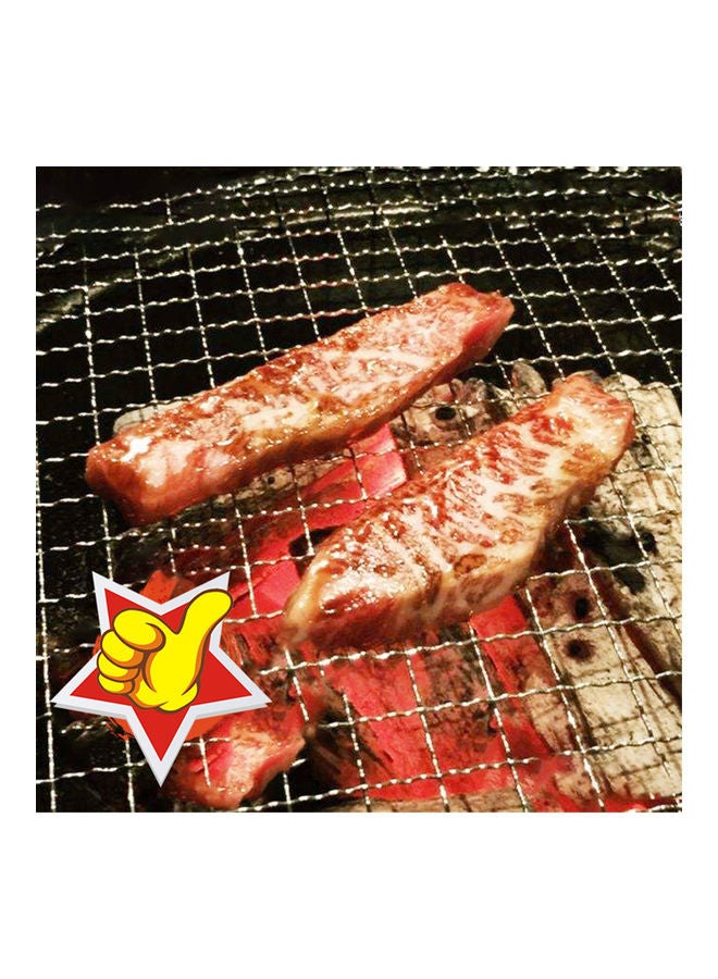 NIBEMINENT 5-Piece Round Stainless Steel Non-Stick Barbecue Grill Silver 33cm - Image 3