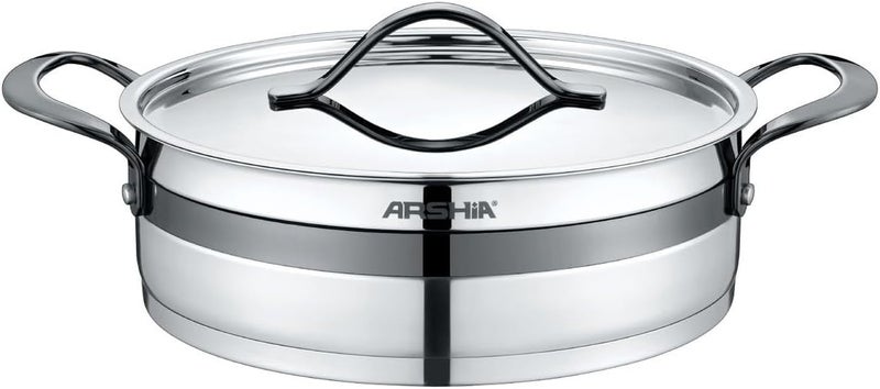 Arshia Stainless Steel Cookware Set 16-Pieces, Black - Image 3