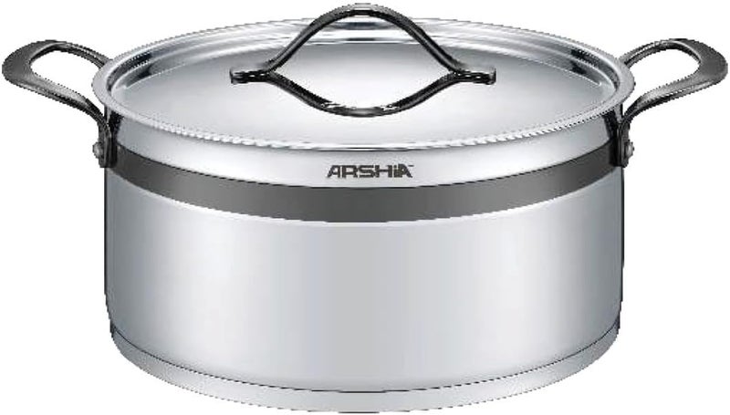 Arshia Stainless Steel Cookware Set 16-Pieces, Black - Image 2