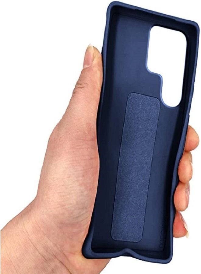 Samsung Galaxy S22 Ultra - غطاء سيليكون جديد بمقبض إصبع 2 في 1 وحامل هاتف - أزرق - Image 3
