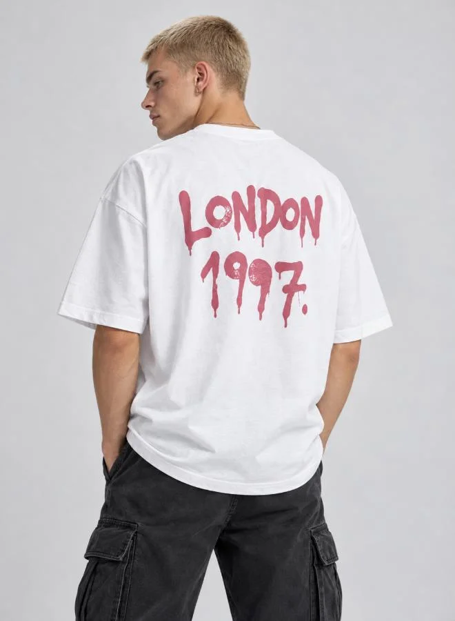 سفنتي فايف Oversized drop shoulder London 1997 back print T-shirt