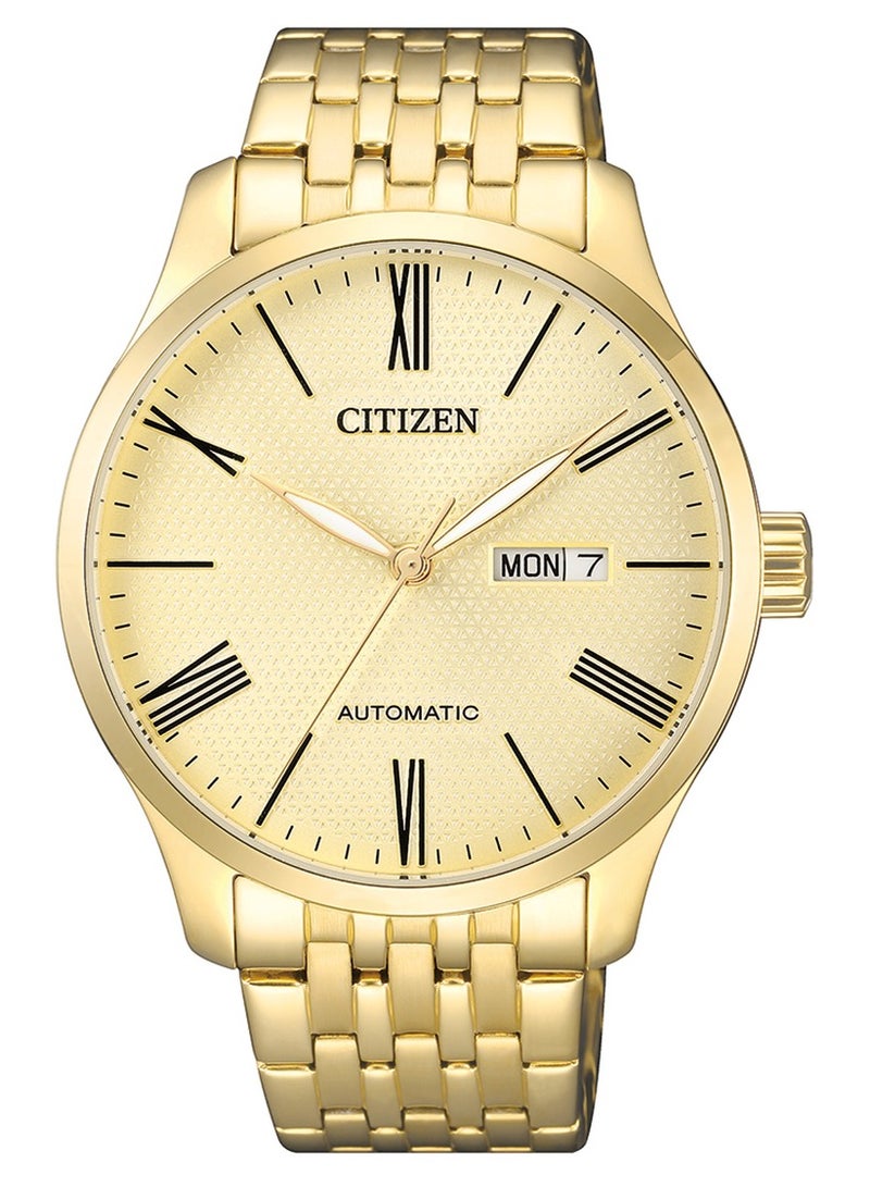 سيتيزن ساعة سيتيزن للرجال بمينا ذهبي وبسوار ستانلس ستيل - NH8352-53P - Image 1