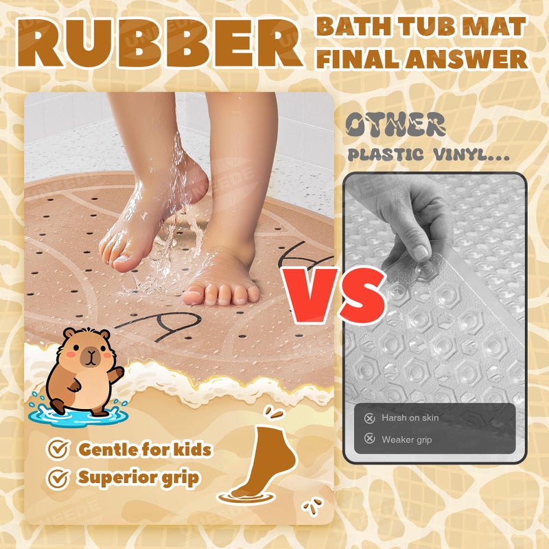 UNEEDE Kids Bathtub Mat Non Slip Shower Mat for Toddlers, Washable Anti Slip Tub Surface, Soft Rubber Mat for Bathtub Shower, Waterproof Bathtub Essentials for Children - Image 2