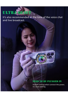 شو وو مبرد الهاتف الخليوي المغناطيسي، مروحة تبريد الهاتف RGB المحمولة خفيفة الوزن مروحة تبريد الهاتف المحمول، مشعاع الهاتف مع عرض درجة الحرارة للألعاب المحمولة، البث المباشر Tiktok  - Image 4