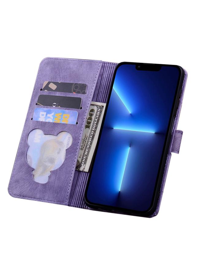 Zaboon Case For iPhone 12 Pro Max Cartoon Sakura Cat Embossed Leather Case - Image 4