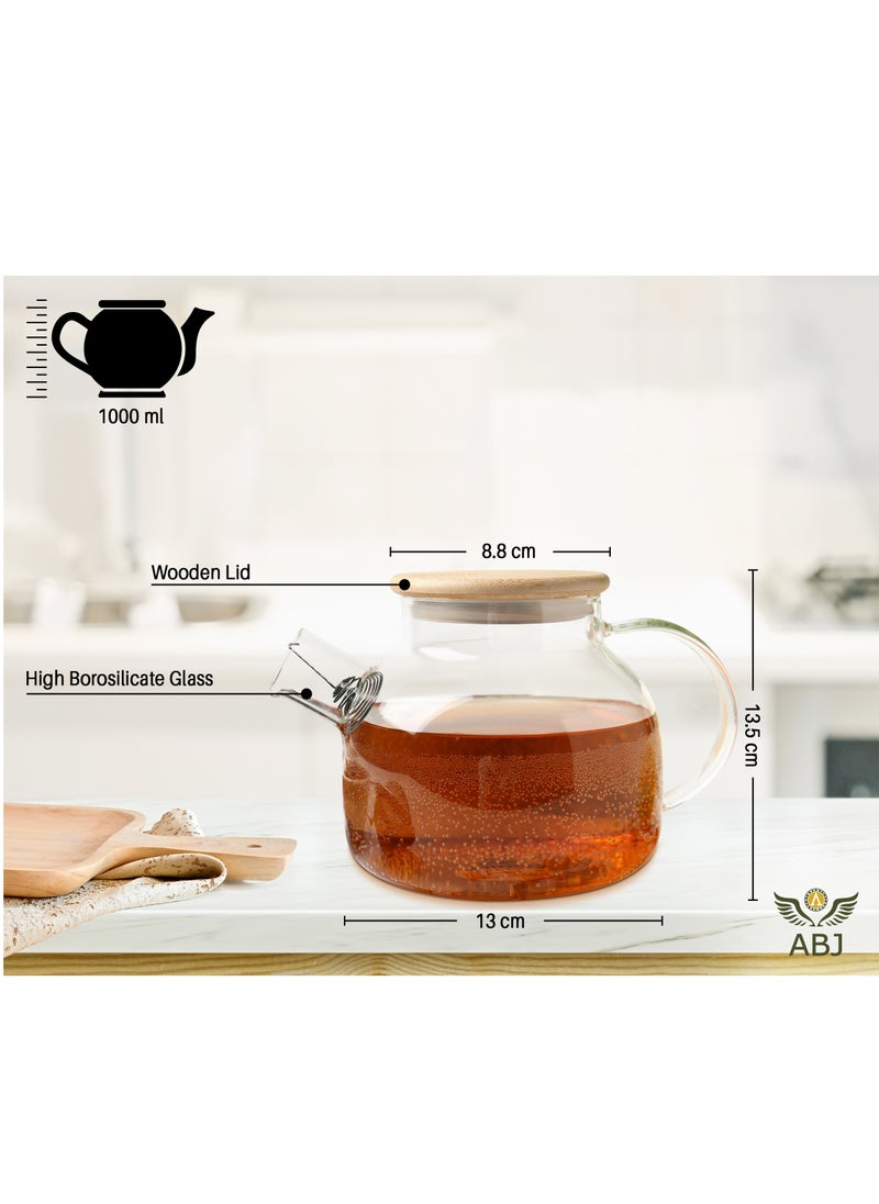 Heat Resistant Glass Teapot Set Clear with a Filter Coil Transparent Pitcher for Tea Coffee Stovetop and Fridge Safe Tea Pot 1000 MilliLiter - pzsku/ZDD9414AAF3414041A058Z/45/1741786633/fe15b19a-56d5-401b-9a9c-dc1c8cc1723b