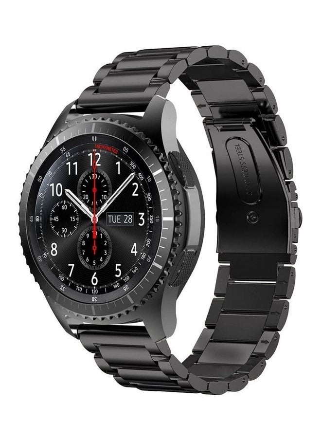 Classic Stainless Steel Strap Smartwatch Band For Samsung 44mm/Huawei GT2/Gear 3/Honor Magic 2 Black - Image 1