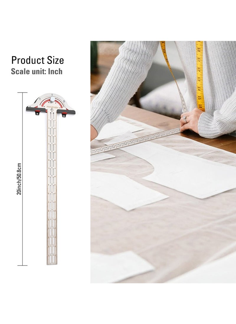Hanghaijia - Metal Woodworking Edge Ruler, T-Shaped Adjustable Caliper Protractor Measuring Scribing Tool - Image 1