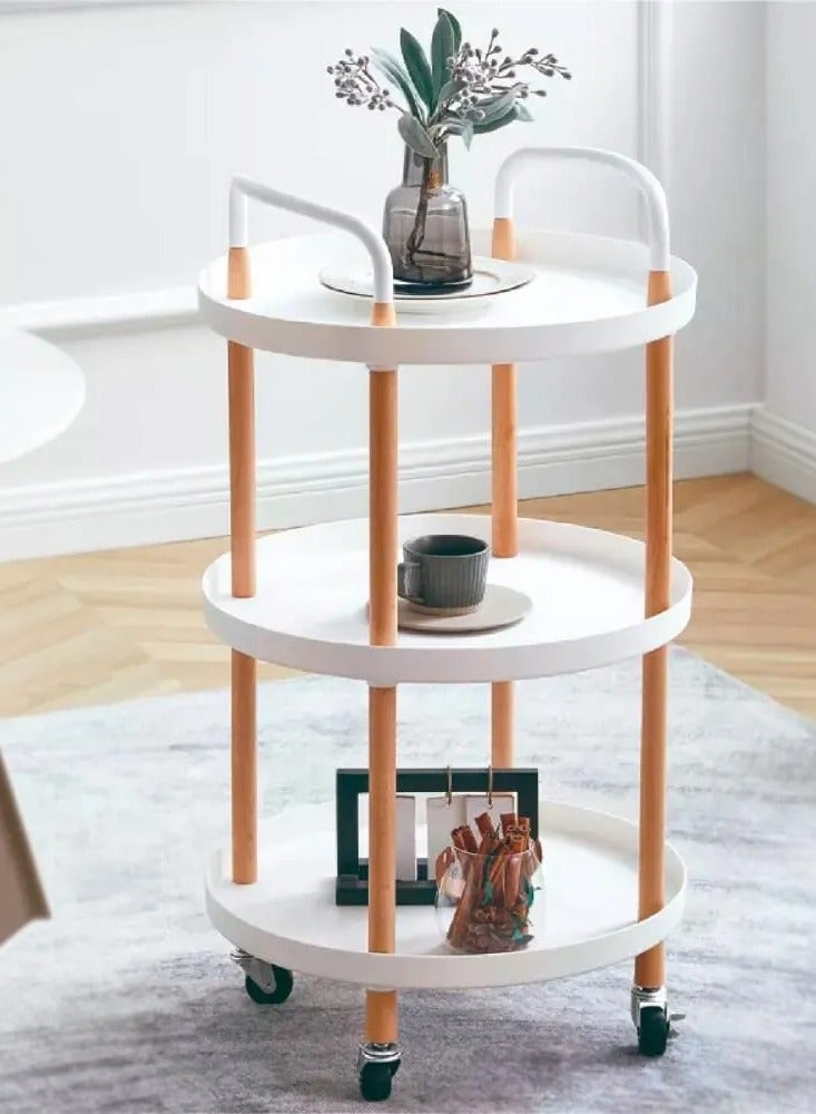 Reko 3 Tier Rolling Storage Cart With Lockable Wheels Handle Rolling Utility Cart Organizer,cMultipurpose Organizer Trolley With Casters for Kitchen, Bedroom, Bathroom, Laundry Room and Garage Office - Image 2