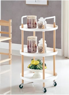 Reko 3 Tier Rolling Storage Cart With Lockable Wheels Handle Rolling Utility Cart Organizer,cMultipurpose Organizer Trolley With Casters for Kitchen, Bedroom, Bathroom, Laundry Room and Garage Office  - Image 3
