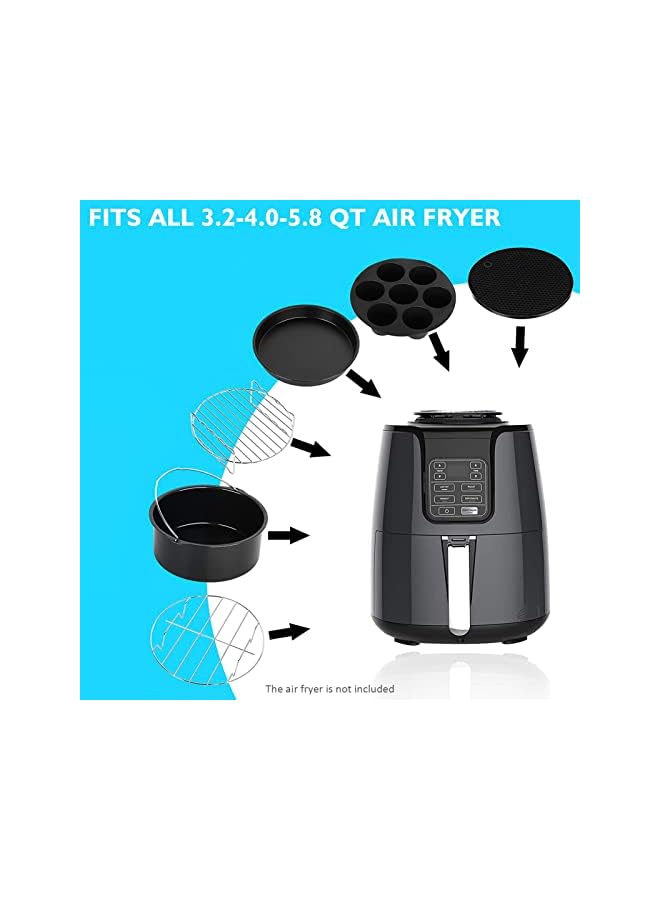 Raxoom 8 Inch Air Fryer Accessories Kit Replacement for Cosori/Ninja/Phollips/Gowise and Most Brands Air Fryer 12pcs/set wi Cake Baking Barrel/Pizza Pan/Cupcake Pan/ 100pcs Air Fryer Liners and - Image 2