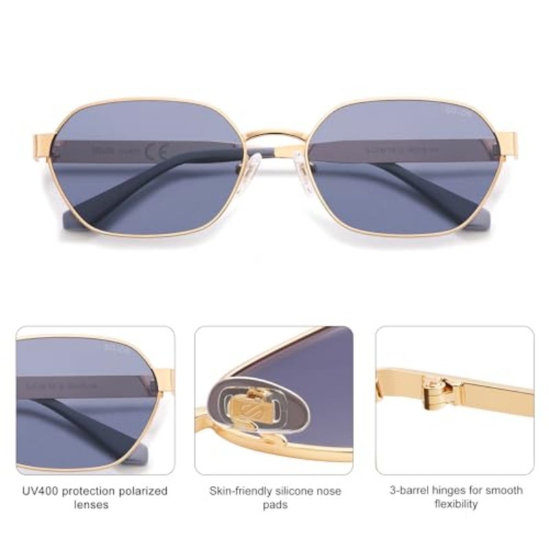 SOJOS Trendy Polarized Hexagon Sunglasses for Women Men, UV400 Retro Rectangle Shades SJ1238 - Image 4