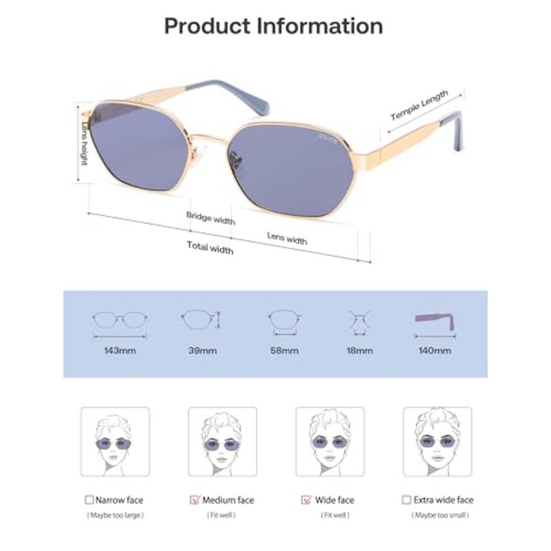 SOJOS Trendy Polarized Hexagon Sunglasses for Women Men, UV400 Retro Rectangle Shades SJ1238 - Image 5