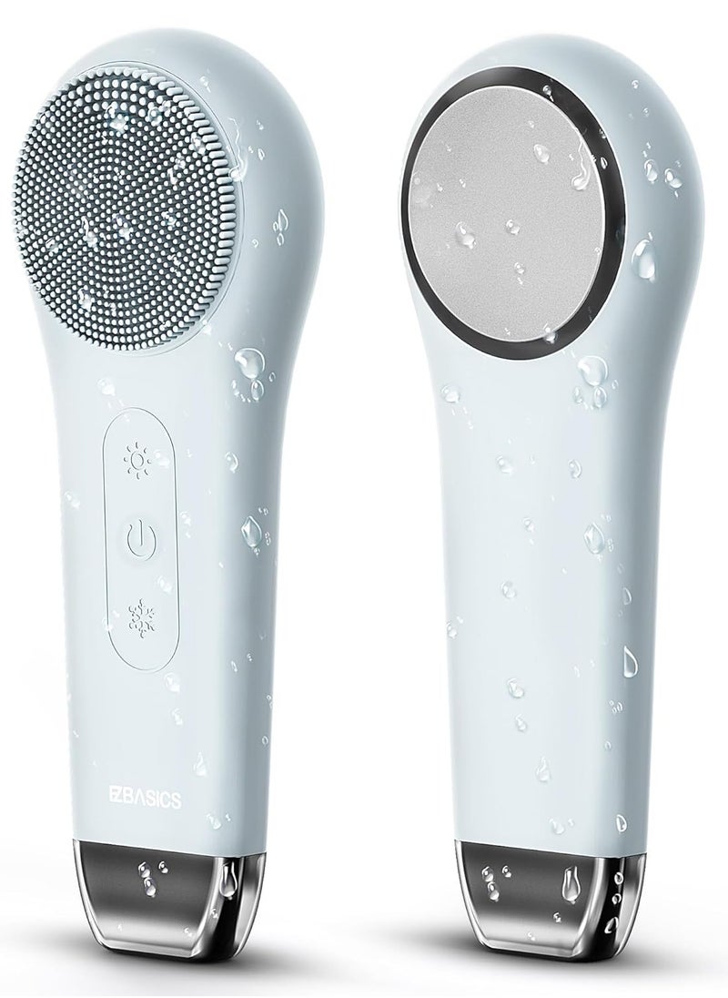 EZBASICS EZBASICS Facial Cleansing Brush face Scrubber Waterproof Face Scrub Brush for Men & Women Rechargeable Face Brushes for Facial Electric Silicone Face Scrubber Cleanser Brush 1 Pack+3 Modes Light Grey  - Image 1