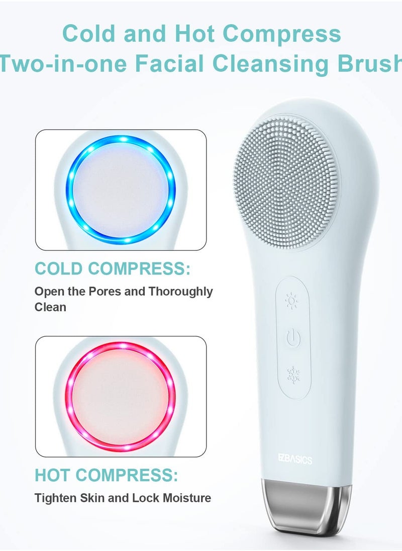 EZBASICS EZBASICS Facial Cleansing Brush face Scrubber Waterproof Face Scrub Brush for Men & Women Rechargeable Face Brushes for Facial Electric Silicone Face Scrubber Cleanser Brush 1 Pack+3 Modes Light Grey  - Image 4