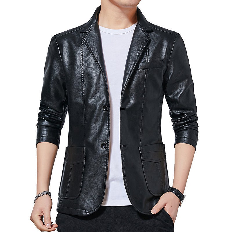 Supply Men'S Business Casual Small Suit Youth Slim Lapel Pu Men'S Coat - Image 5