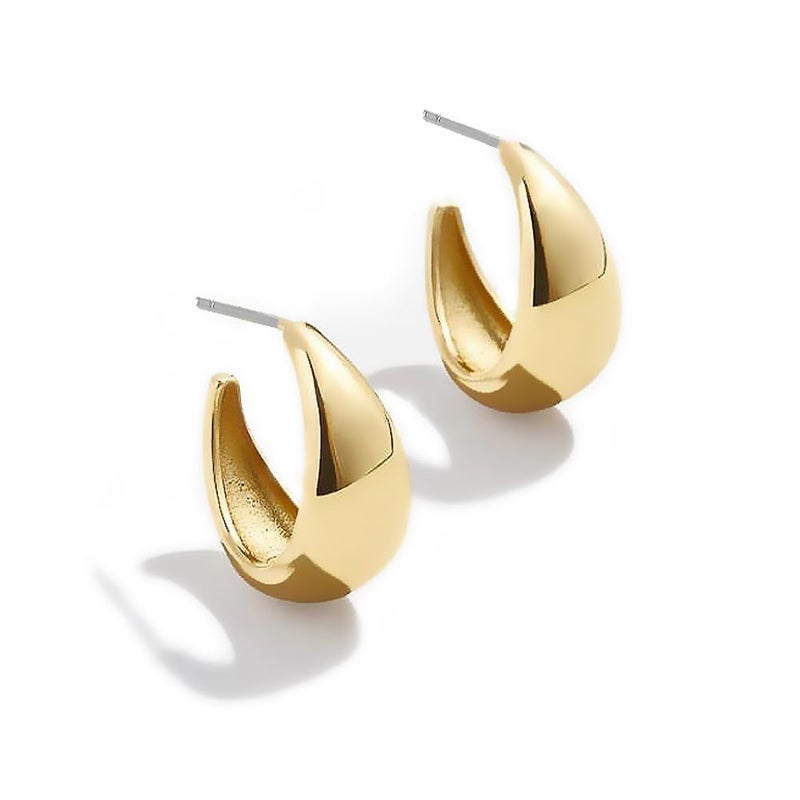 Obidos 14K Gold Plated Small Chunky Open Hoops | Thick Lightweight Gold Hoop Earrings for Women - Image 1