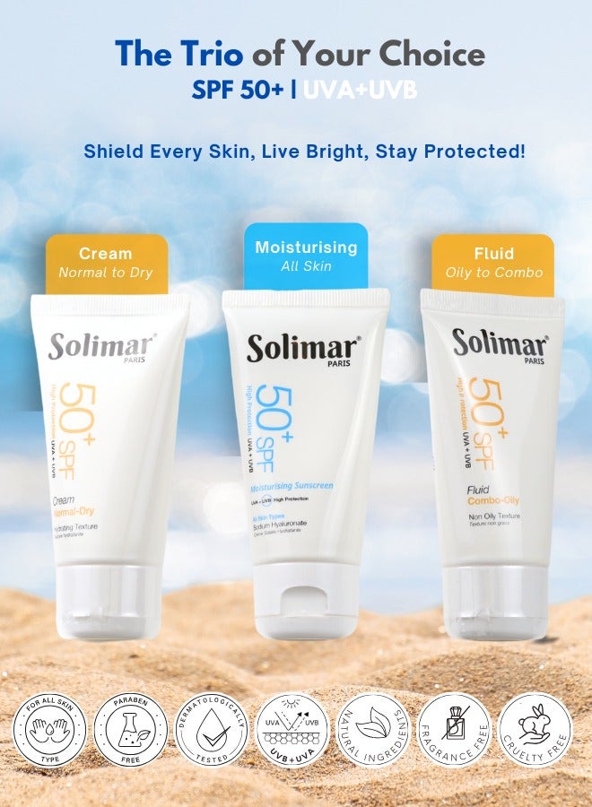 Solimar Paris Moisturizer Sunscreen SPF 50+ Cream 50ml – 2-in-1 Hydrating Face Cream with Broad-Spectrum Sun Protection | Invisible Finish | Fast absorption - Image 3