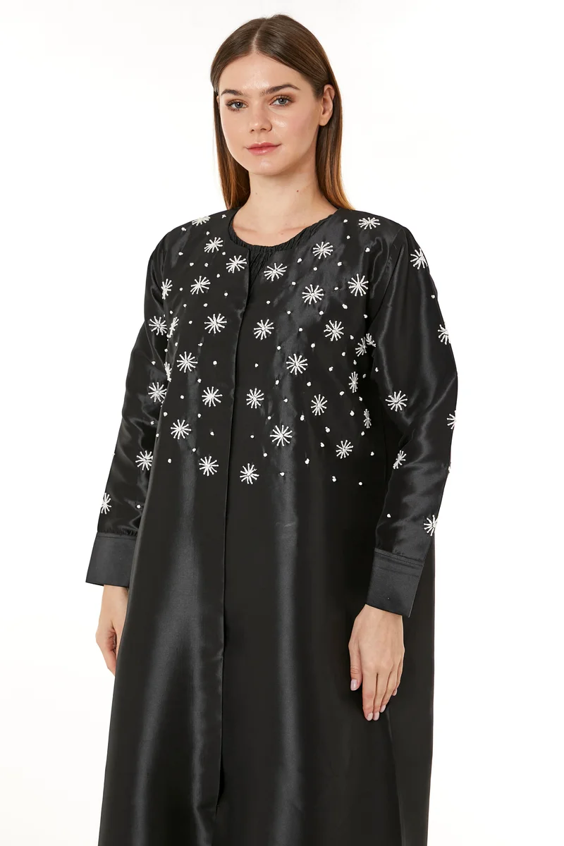 Moistreet  Embroidered Satin Abaya for Women | Best Price UAE