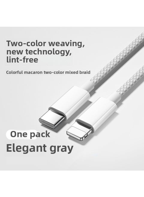 Applicable To For Iphone 16 Charging Line For Iphone15 Data Line Lightning For Apple Pd Fast Charging 20w Flash Charging 14pr-Color:1m Elegant Gray White [pd20w Fast Charge]★Pop-up Package Return