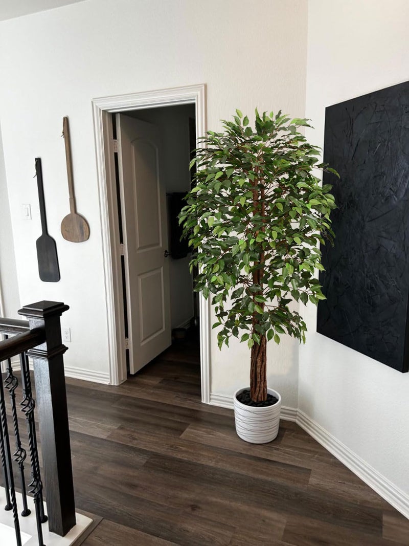 Aveyas 6ft Artificial Ficus Tree for Home Decor, 6 Feet Faux Plant Fake Silk Trees with Pot for Indoor Outdoor House Living Room Office Garden (6 ft Tall) - Image 3