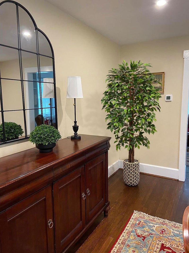 Aveyas 6ft Artificial Ficus Tree for Home Decor, 6 Feet Faux Plant Fake Silk Trees with Pot for Indoor Outdoor House Living Room Office Garden (6 ft Tall) - Image 5