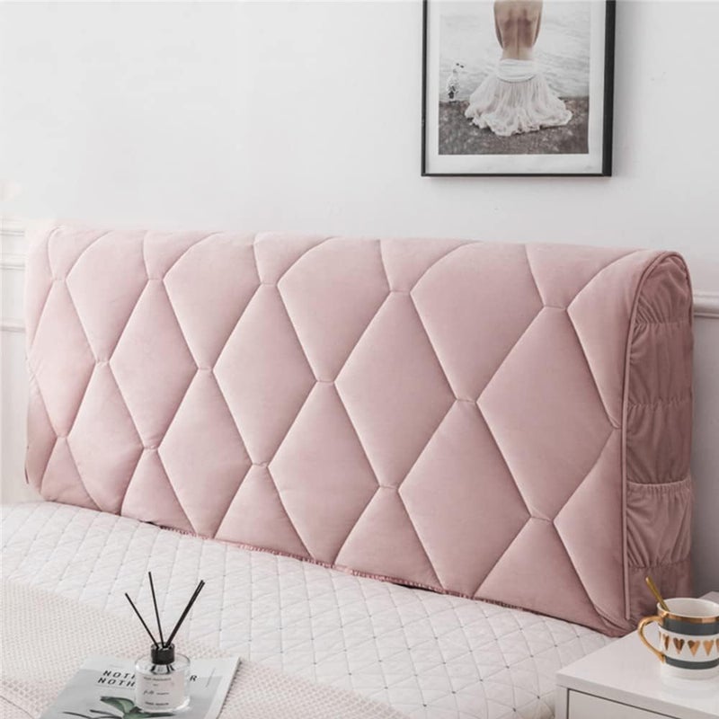 All-Inclusive Elastic Bedside Cover Soft Bed Head Cover Washable Bedroom Headboard Cover Diamond Fleece Headboards Dust Protection Cover,Pink,78.7"/200cm - Image 3