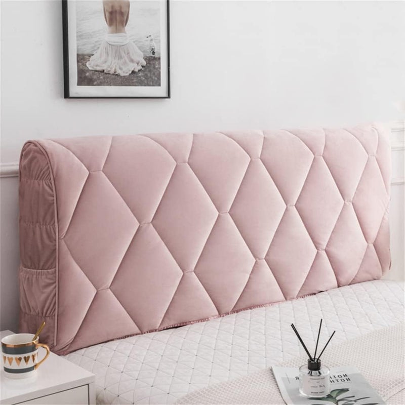 All-Inclusive Elastic Bedside Cover Soft Bed Head Cover Washable Bedroom Headboard Cover Diamond Fleece Headboards Dust Protection Cover,Pink,78.7"/200cm - Image 1