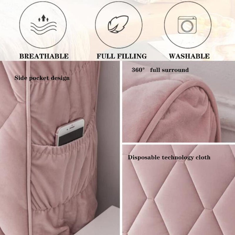 All-Inclusive Elastic Bedside Cover Soft Bed Head Cover Washable Bedroom Headboard Cover Diamond Fleece Headboards Dust Protection Cover,Pink,78.7"/200cm - Image 2