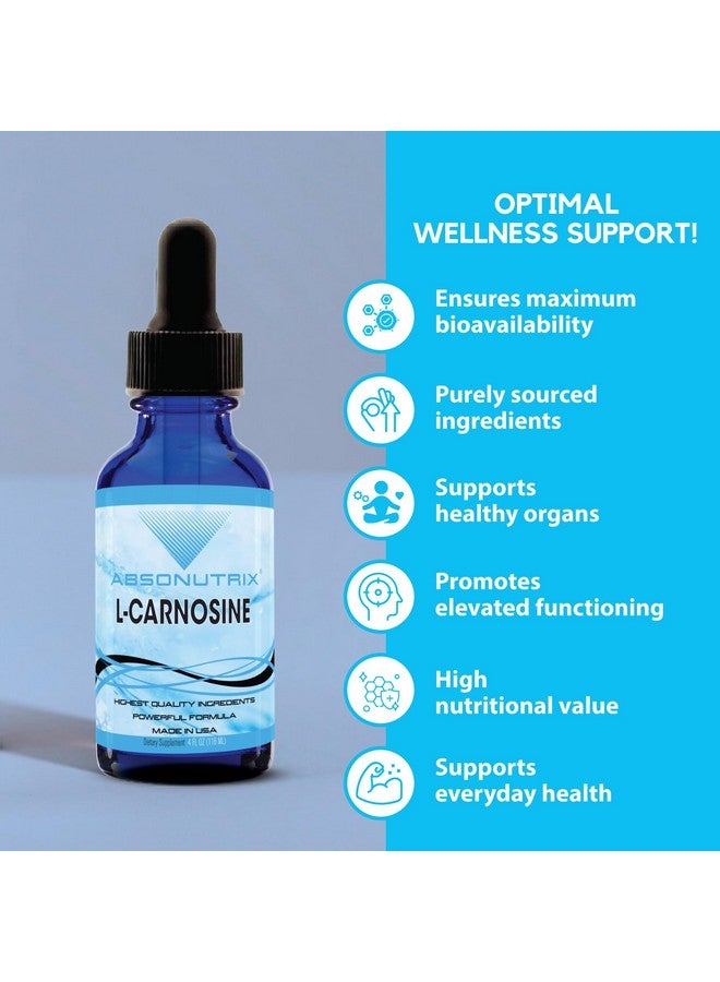 Absonutrix L-Carnosine - 583 mg 4 Oz Bottle, 200 Highly Potent Servings, Easy-to-Consume Drops, High Bioavailability, Third-Party Tested, GMP-Certified, Non-GMO, Cruelty-Free Products, Made in USA - Image 4