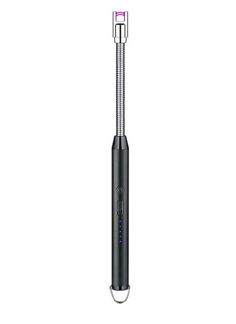 ECARES® Arc Lighter, Plasma Lighter, Flexible and Long Neck, Flameless, Wind & Weatherproof, Safety Lock, LED Battery Indicator, Rechargeable, USB, For Candles, Kitchen, Gas Stove, Birthday, Barbecue, Grill, Camping, Fireworks, Black