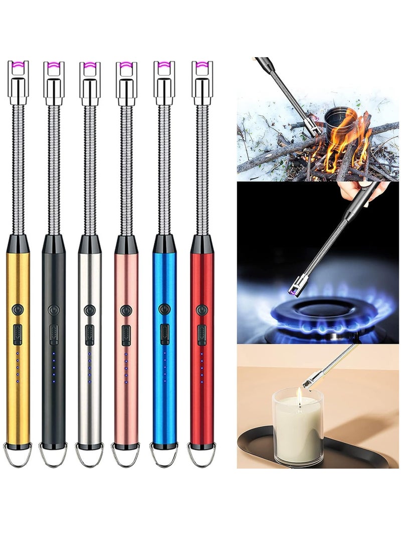 ECARES® Arc Lighter, Plasma Lighter, Flexible and Long Neck, Flameless, Wind & Weatherproof, Safety Lock, LED Battery Indicator, Rechargeable, USB, For Candles, Kitchen, Gas Stove, Birthday, Barbecue, Grill, Camping, Fireworks, Black