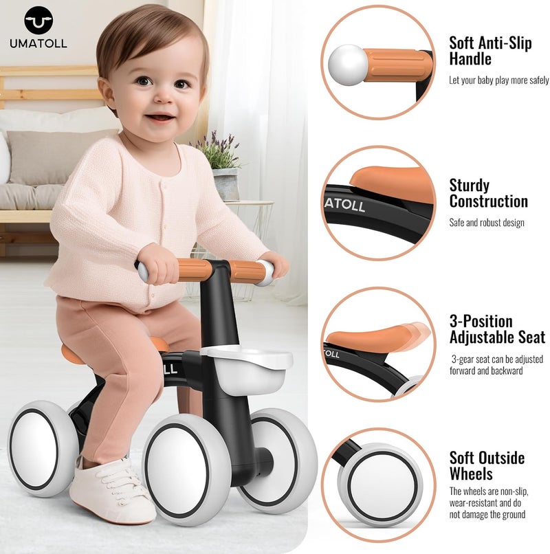 Umatoll 1 Year Old Child's Balance Bicycle with Basket, 12-24 Months Children's Bicycle with Basket, Bike Toy for Toddlers Baby, First Birthday Gift - Image 2