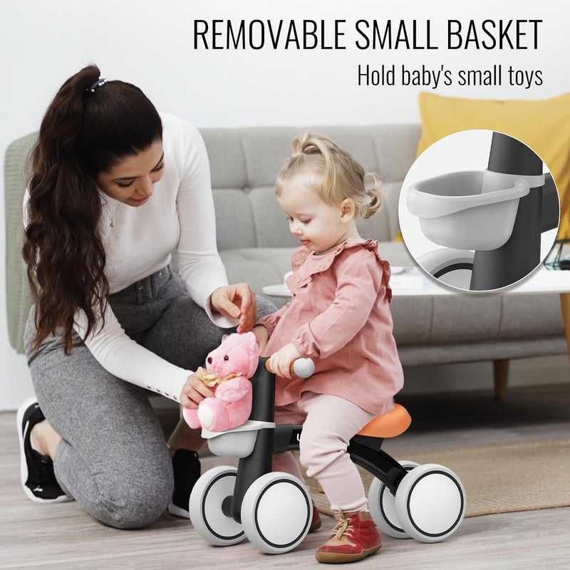 Umatoll 1 Year Old Child's Balance Bicycle with Basket, 12-24 Months Children's Bicycle with Basket, Bike Toy for Toddlers Baby, First Birthday Gift - Image 3