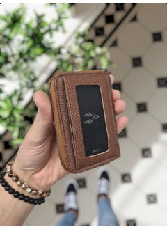 VISSO 661 Zippered Credit Card Holder Model Genuine Leather Bag Personalized Card Holder Wallet For Men & Women HAZELNUT GUTTY  - Image 3