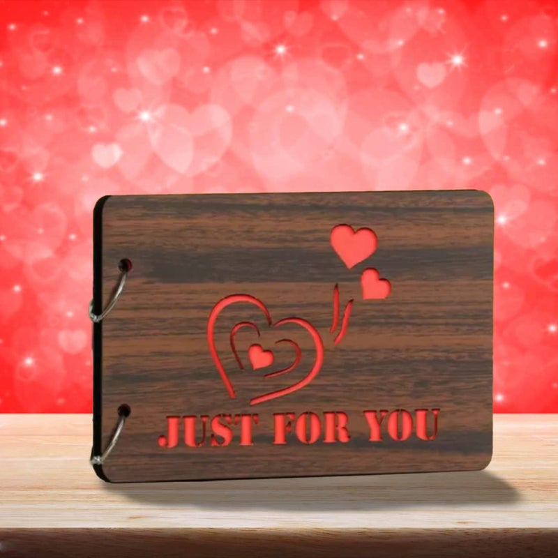 Decor1ders Wooden Photo Album Scrapbook for Gifting 40 Black pages Size 16 cm x 22 cm Scrapbook Photo Album for Photo Collection Scrap Book JustForYou - Image 1